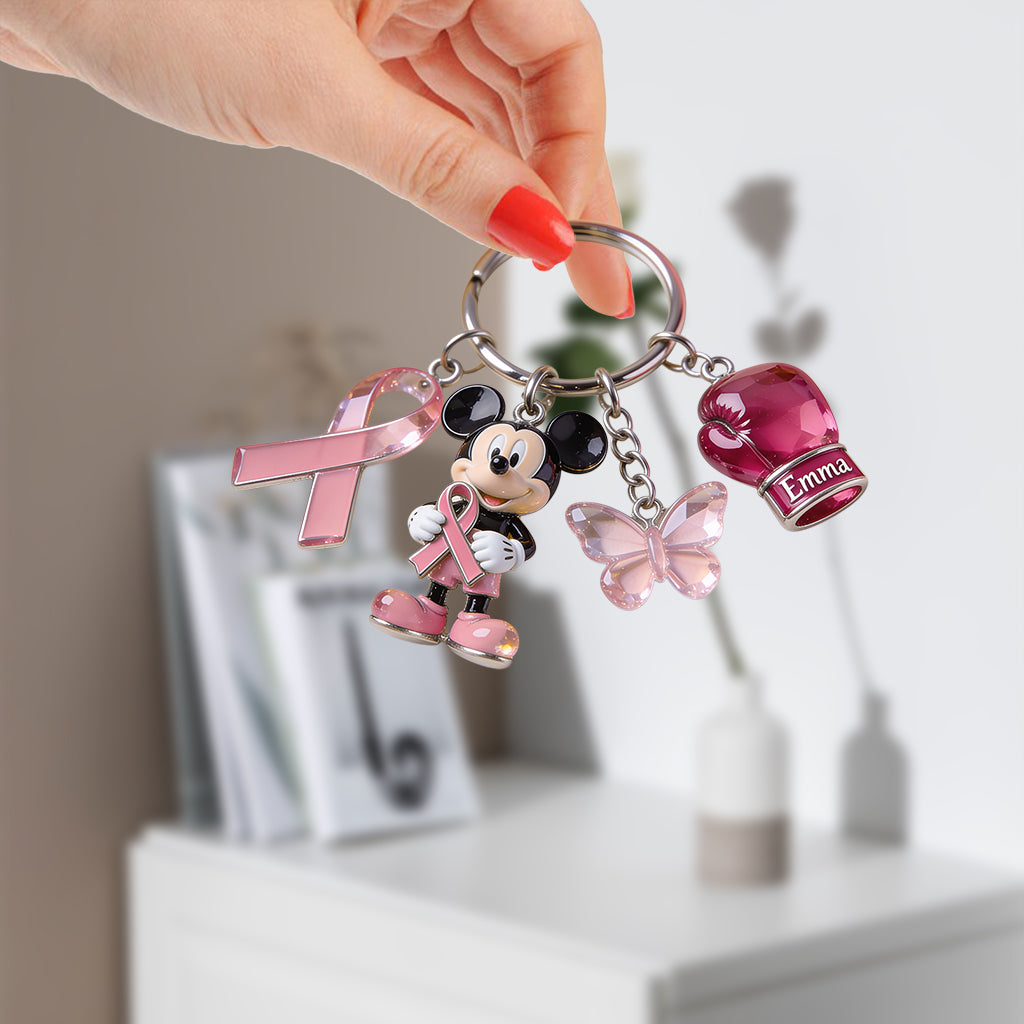 Breast Cancer Awareness - Personalized Breast Cancer Awareness Premium Keychain With Charms