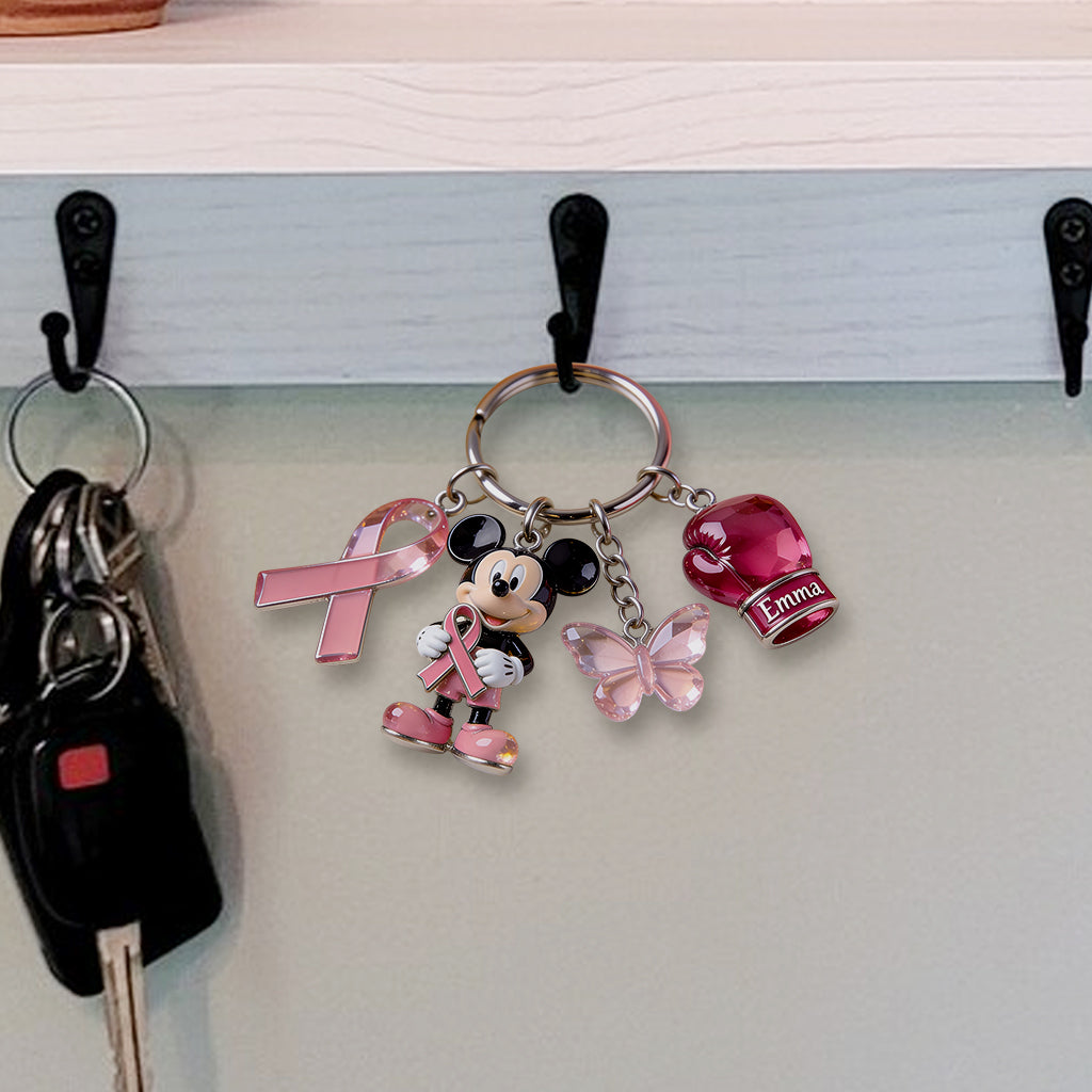 Breast Cancer Awareness - Personalized Breast Cancer Awareness Premium Keychain With Charms