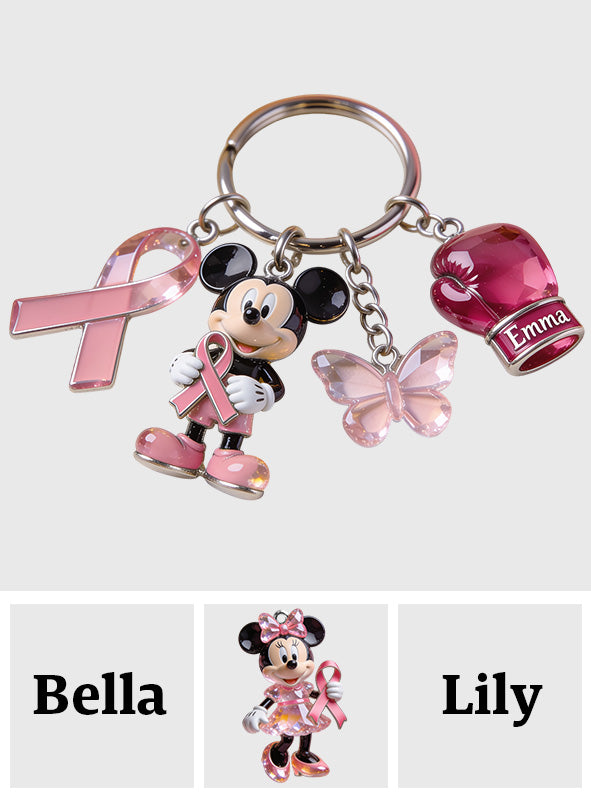 Breast Cancer Awareness - Personalized Breast Cancer Awareness Premium Keychain With Charms