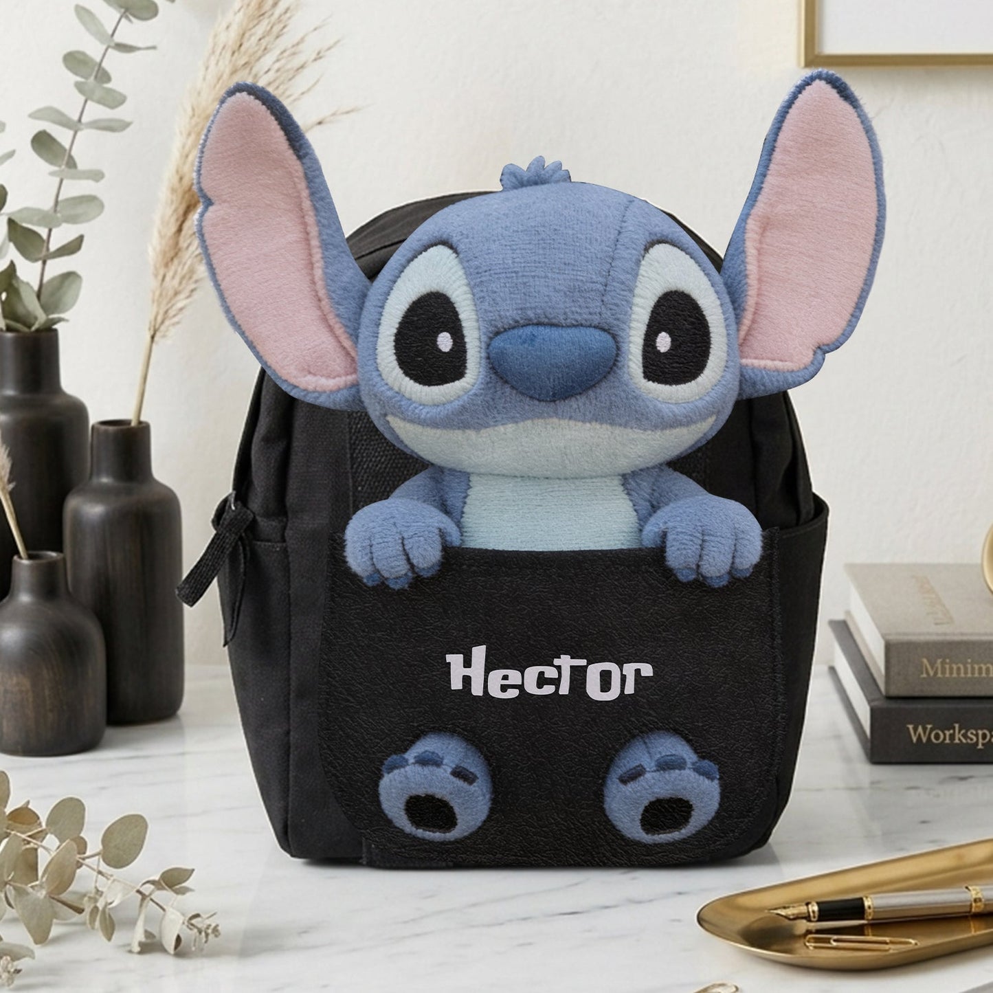 Blue Alien - Personalized Ohana Changeable Leather Patch Backpack