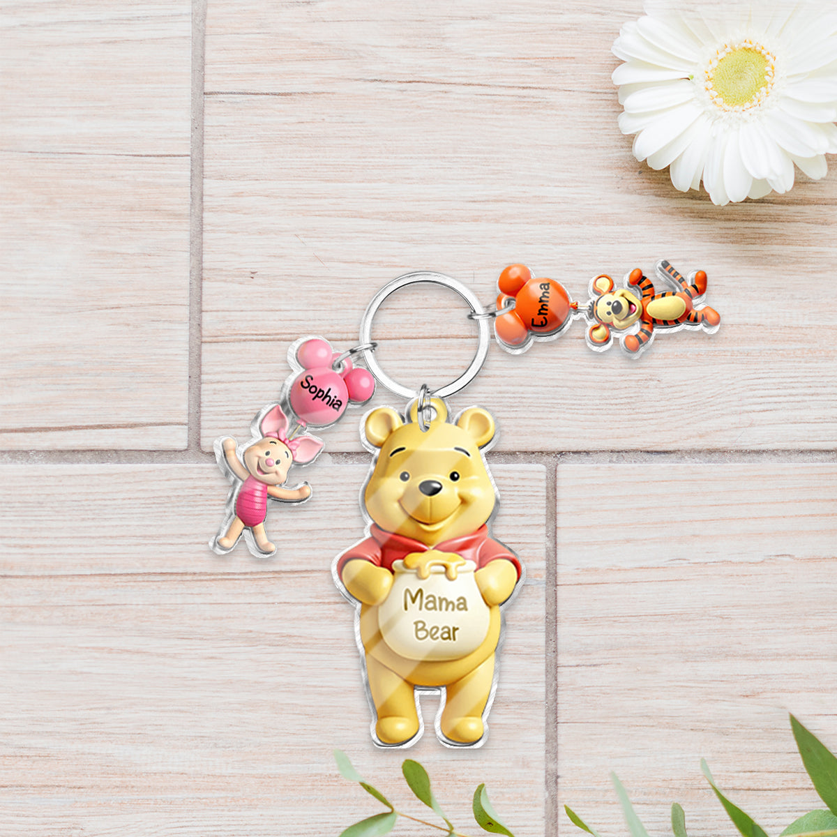 Mama Bear - Personalized Mouse Keychain with Charms