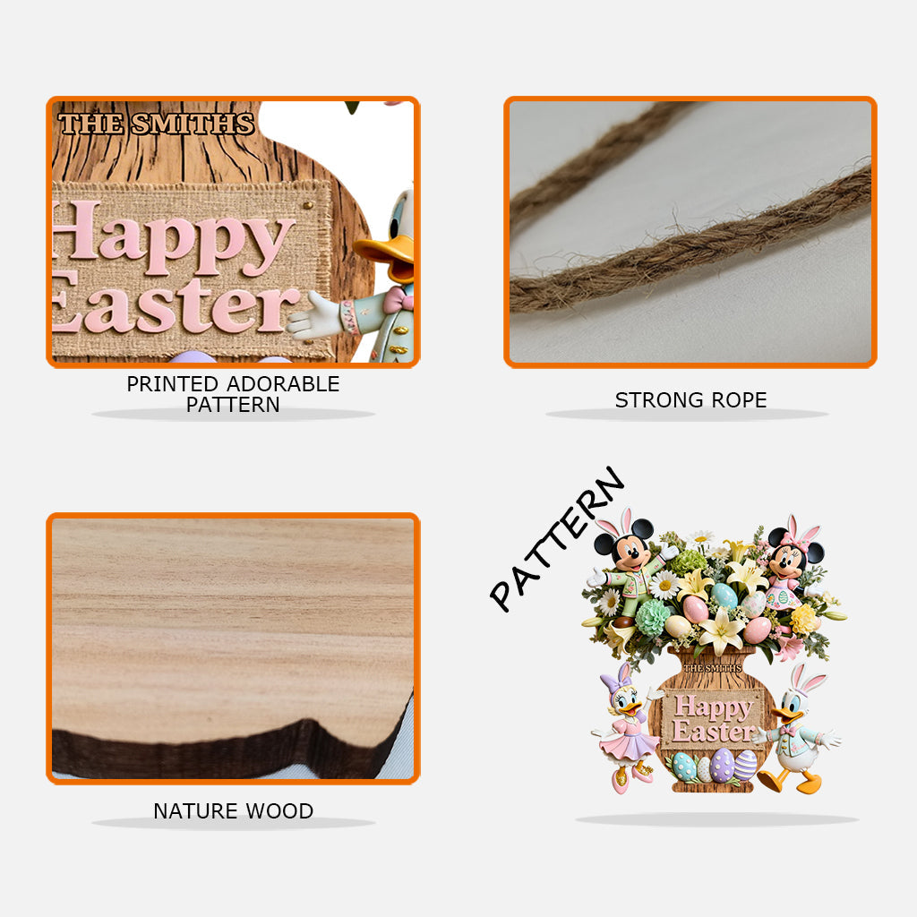 Happy Easter - Personalized Mouse Custom Shaped Wood Sign