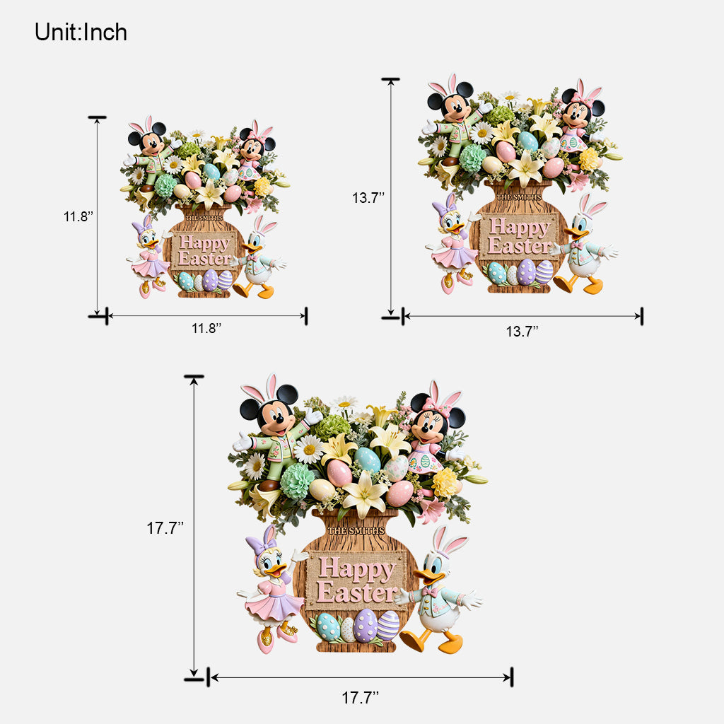 Happy Easter - Personalized Mouse Custom Shaped Wood Sign
