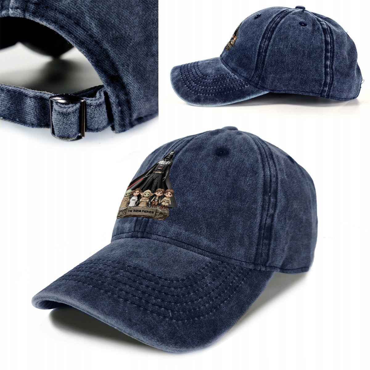 I Am Their Father - Personalized The Force Washed Denim Cap