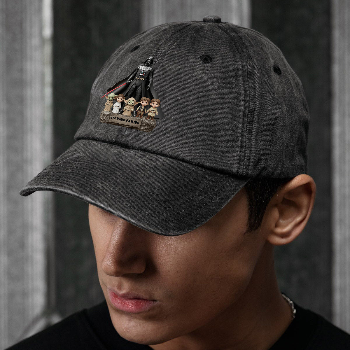I Am Their Father - Personalized The Force Washed Denim Cap