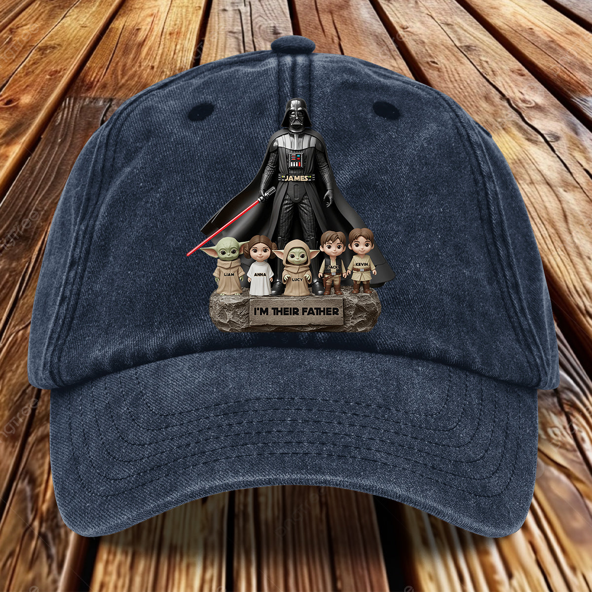 I Am Their Father - Personalized The Force Washed Denim Cap