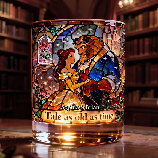 Romantic Fairy Tales - Personalized Beauty And The Beast Whiskey Decanter Set