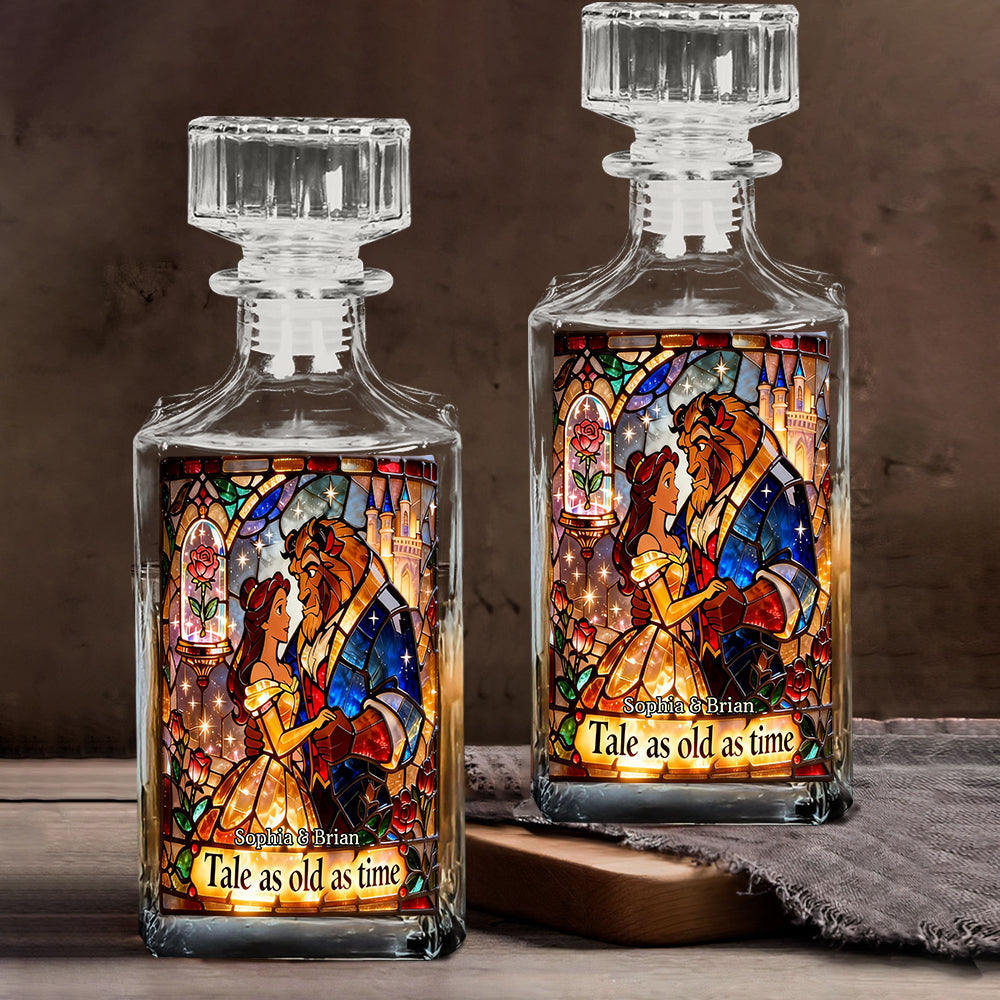 Romantic Fairy Tales - Personalized Beauty And The Beast Whiskey Decanter Set