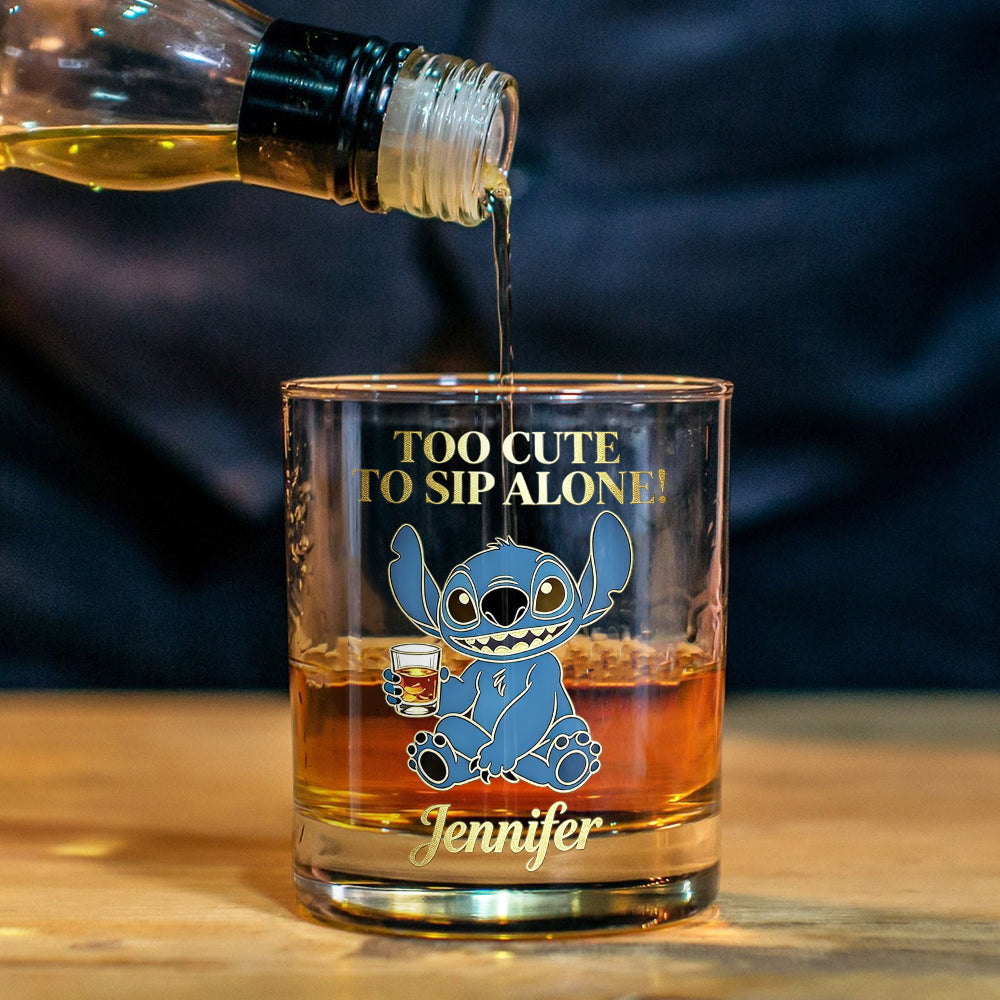 Too Cute To Sip Alone - Personalized Ohana Whiskey Glass
