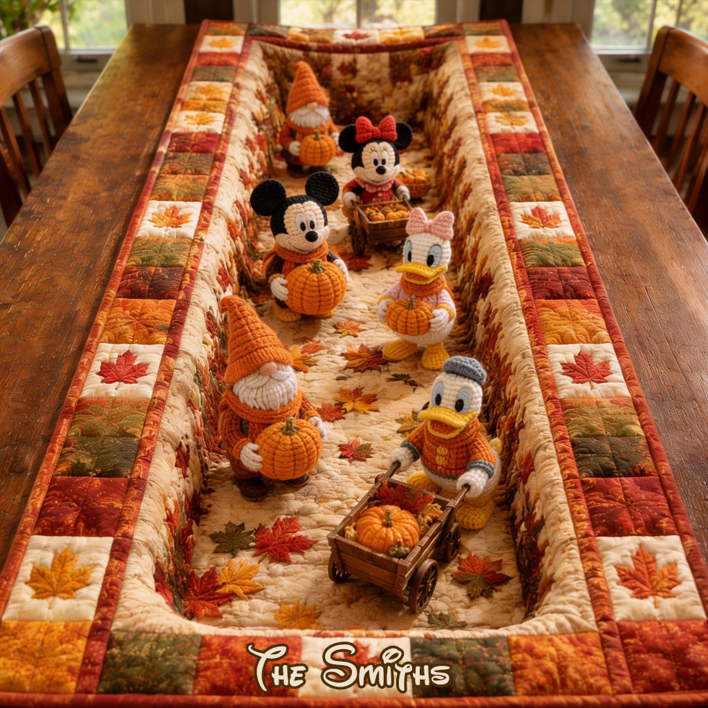 Autumn Vibes, Cartoon Mouse Fans Gift - Personalized Mouse Table Runner