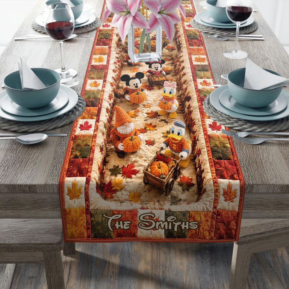 Autumn Vibes, Cartoon Mouse Fans Gift - Personalized Mouse Table Runner