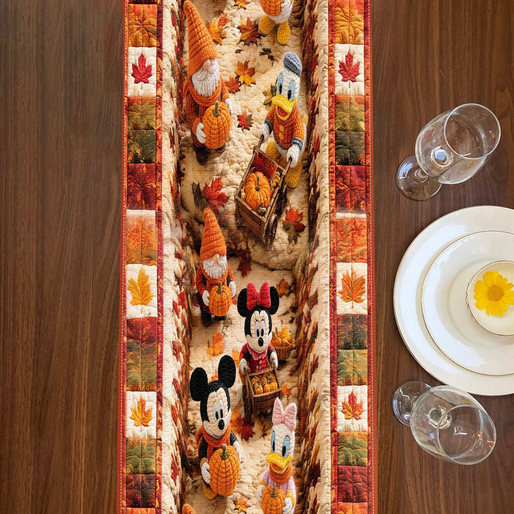Autumn Vibes, Cartoon Mouse Fans Gift - Personalized Mouse Table Runner