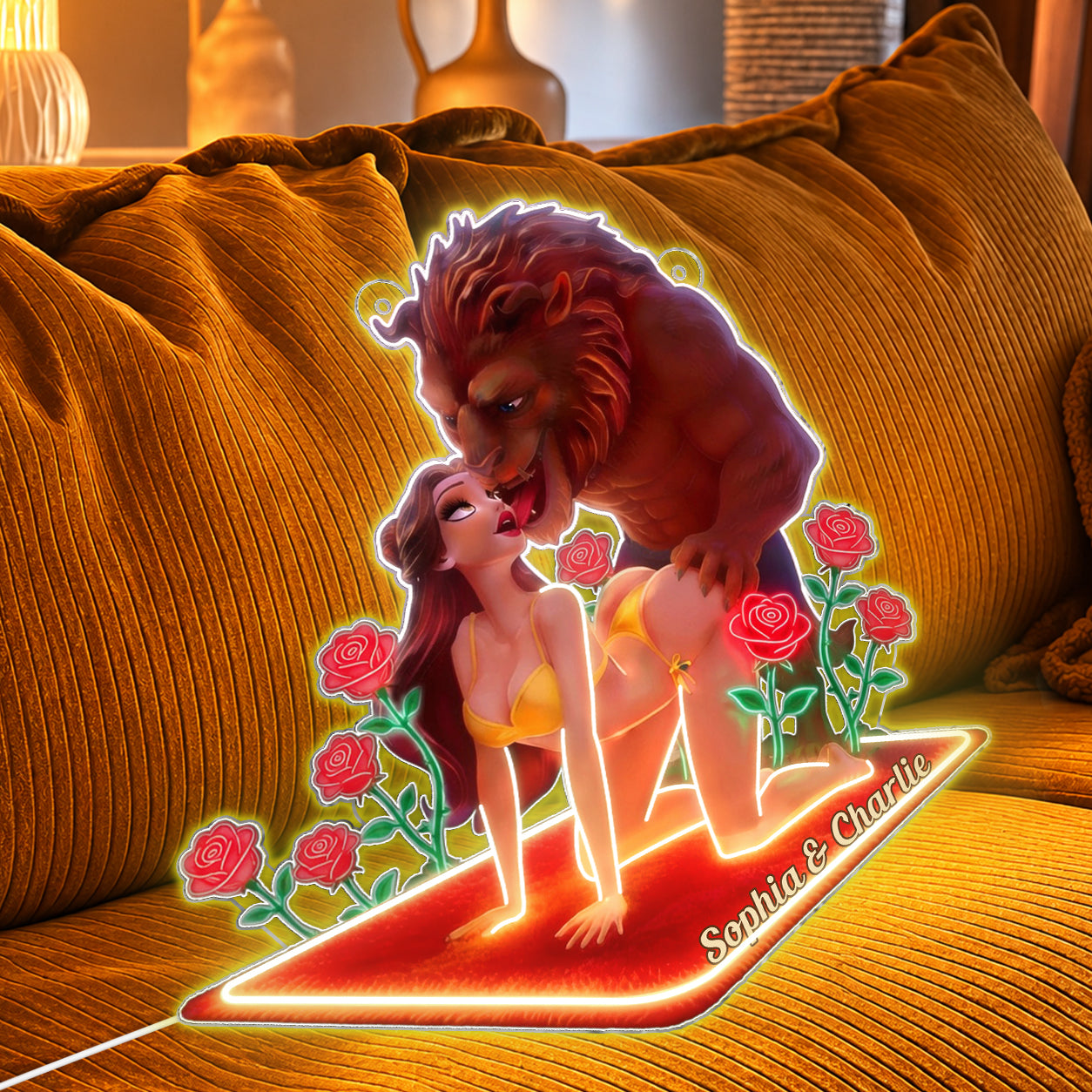 Beauty & The Monster - Personalized Beauty And The Beast Neon LED Light Sign