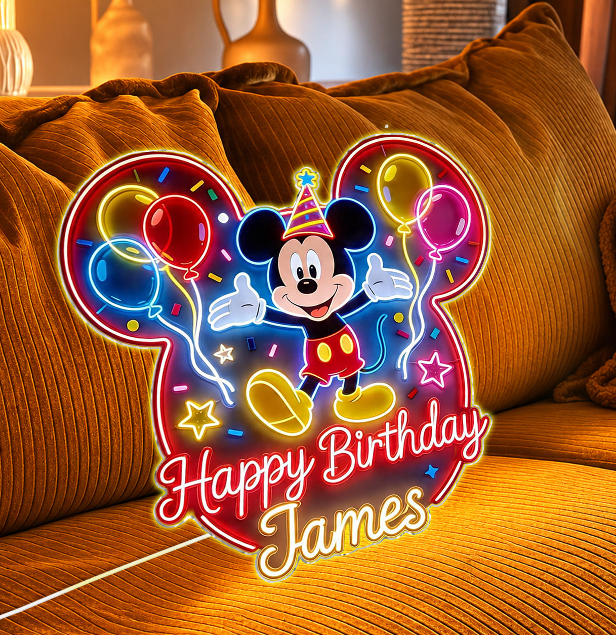 Happy Birthday - Personalized Mouse Neon LED Light Sign