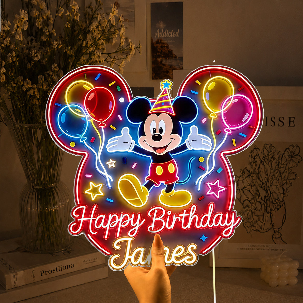 Happy Birthday - Personalized Mouse Neon LED Light Sign