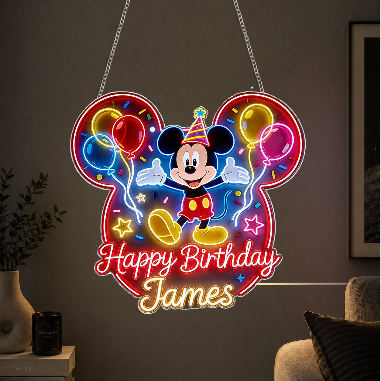 Happy Birthday - Personalized Mouse Neon LED Light Sign