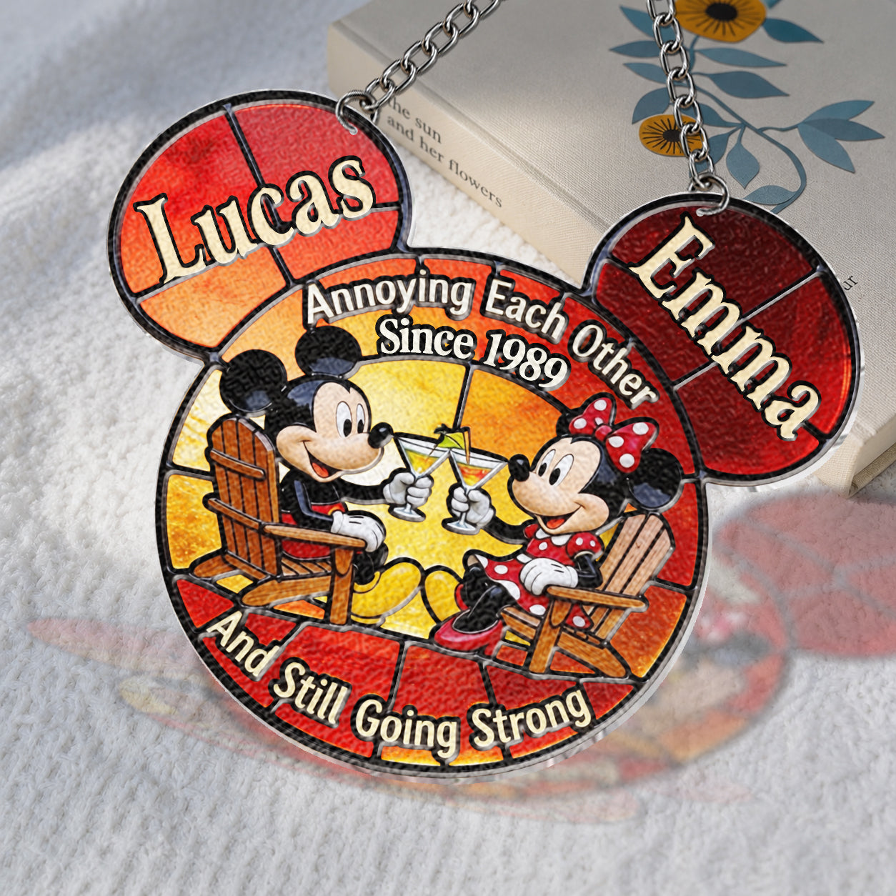 Magical Couple - Personalized Mouse 3D Printed Glass Suncatcher