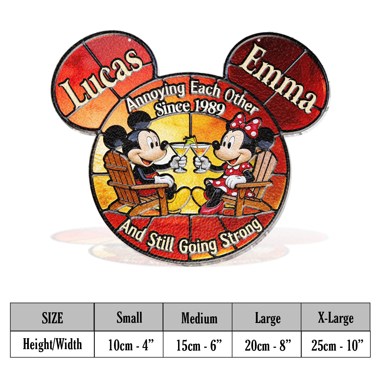 Magical Couple - Personalized Mouse 3D Printed Glass Suncatcher