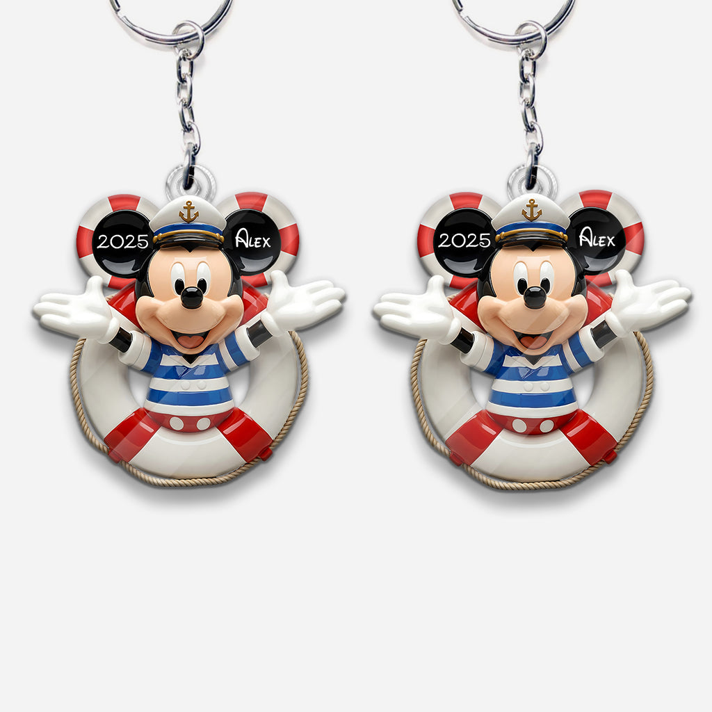 Cruise Ship Family - Personalized Mouse Custom Shaped Keychain