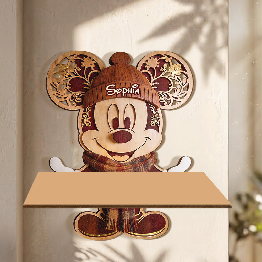 Hello Autum - Personalized Mouse Wooden Floating Shelf