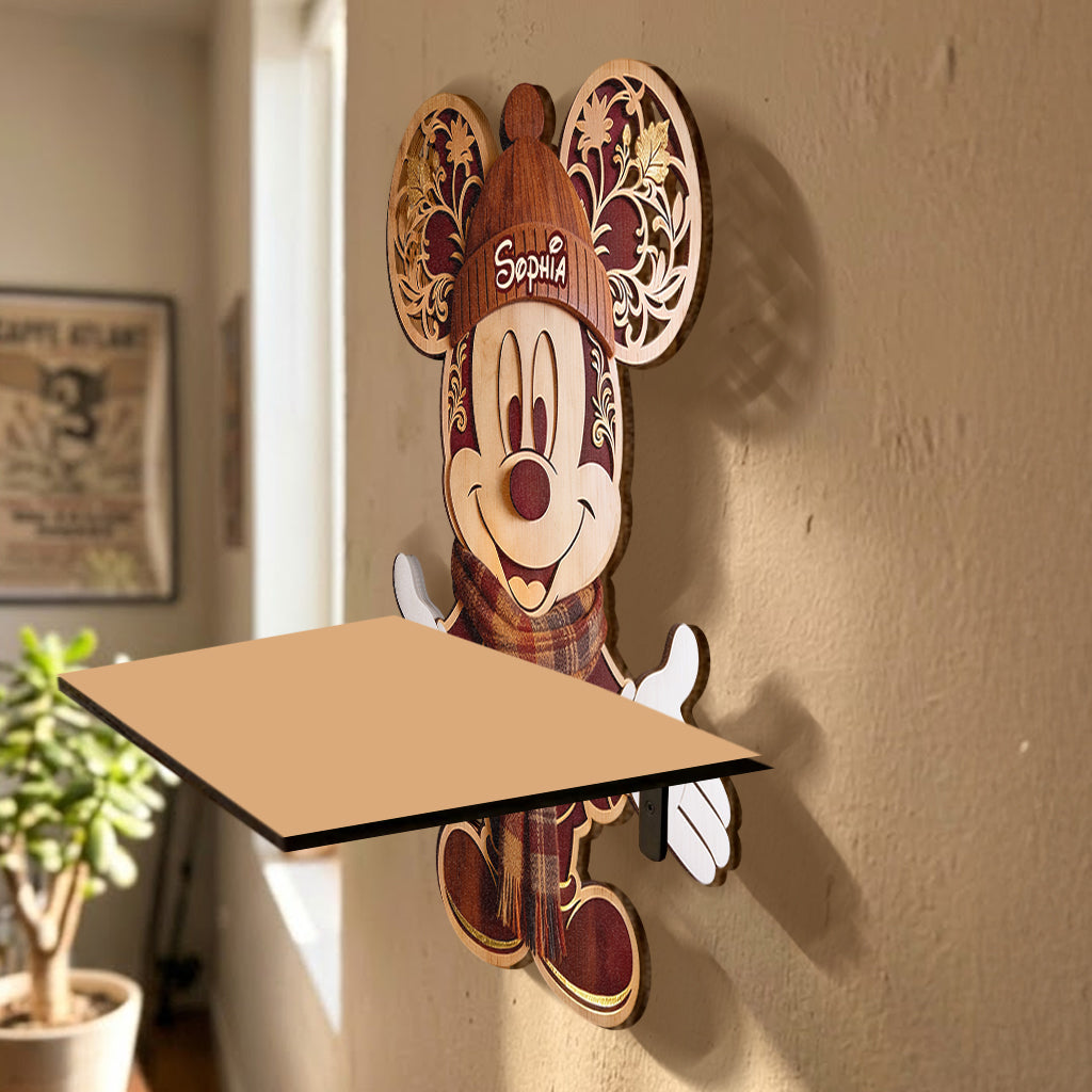 Hello Autum - Personalized Mouse Wooden Floating Shelf