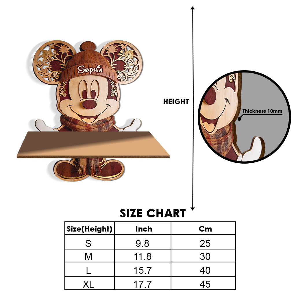 Hello Autum - Personalized Mouse Wooden Floating Shelf