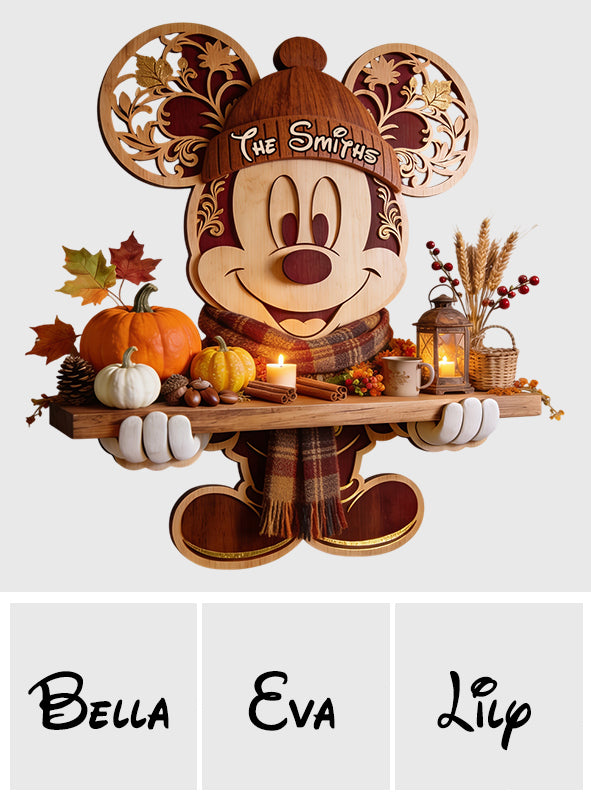 Hello Autum - Personalized Mouse Wooden Floating Shelf
