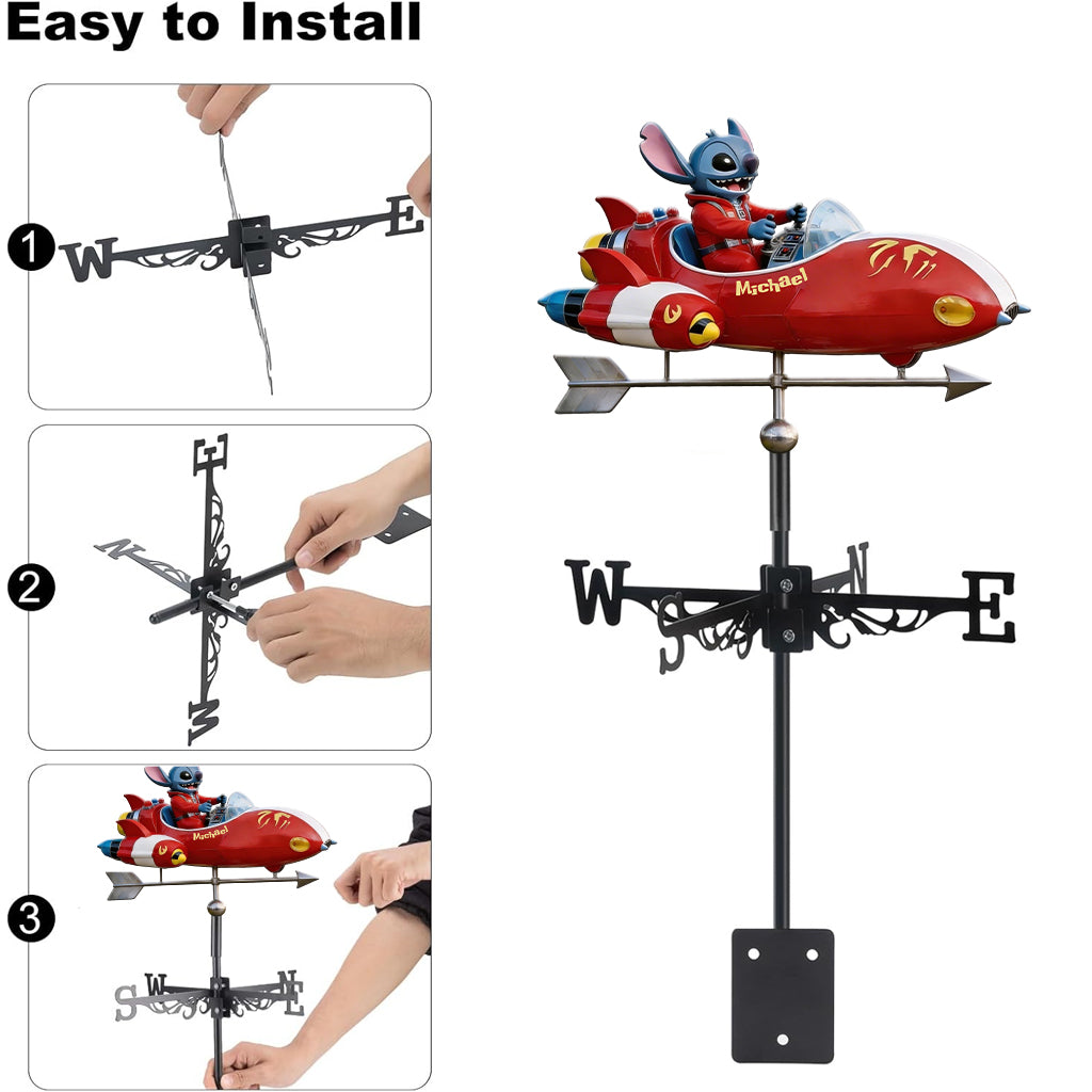 Alien Spaceship - Personalized Ohana Weather Vane