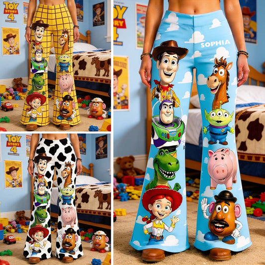 The Story of The Toys - Personalized Movie For Kids Flare Leggings