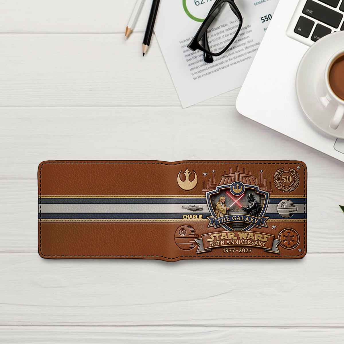 50th Anniversary - Personalized The Force Leather Wallet