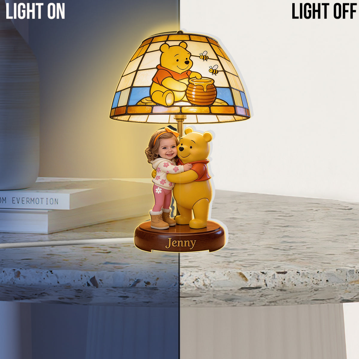 Friendship - Personalized Yellow Bear Acrylic LED Night Light