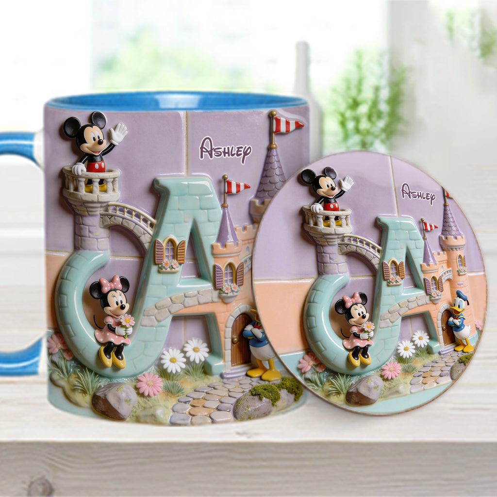 Magical Alphabet Letter Custom Name - Personalized Mouse Accent Mug & Coaster