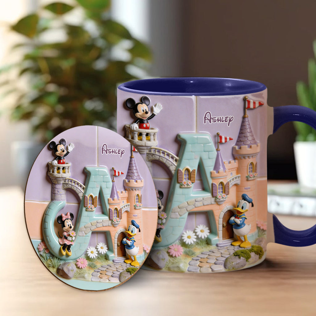 Magical Alphabet Letter Custom Name - Personalized Mouse Accent Mug & Coaster