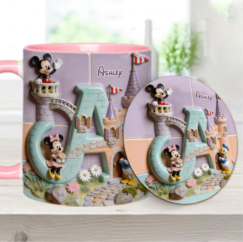Magical Alphabet Letter Custom Name - Personalized Mouse Accent Mug & Coaster