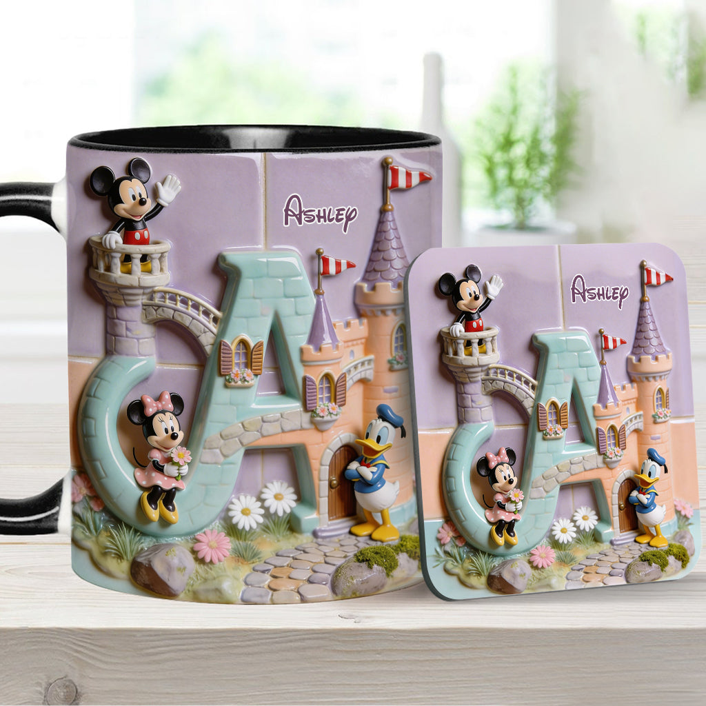 Magical Alphabet Letter Custom Name - Personalized Mouse Accent Mug & Coaster