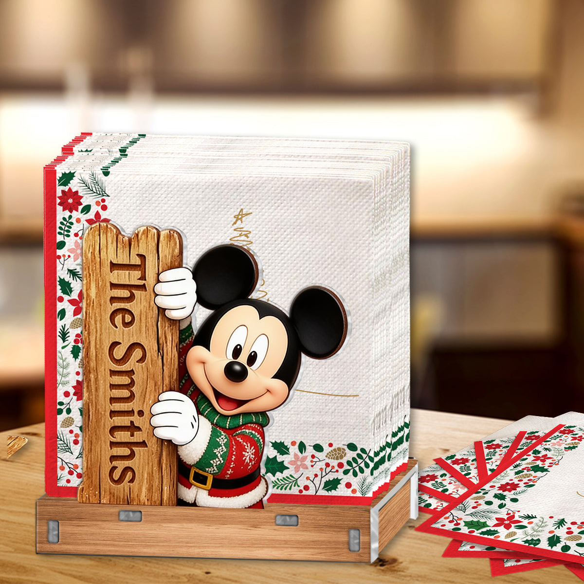 Merry Christmas - Personalized Mouse Napkin Holder