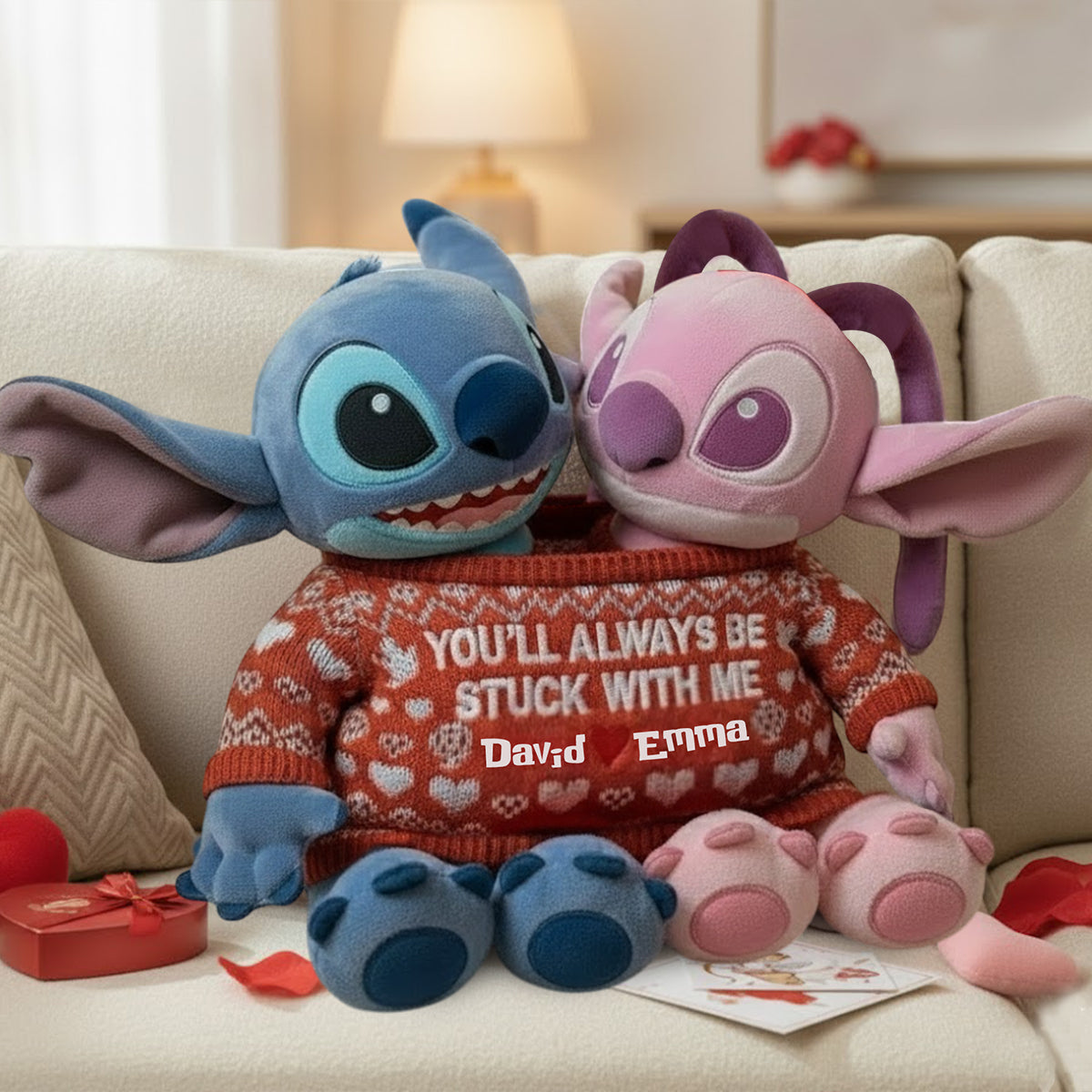 You Always Be Stuck With Me - Personalized Ohana Faux Fur Shaped Pillow