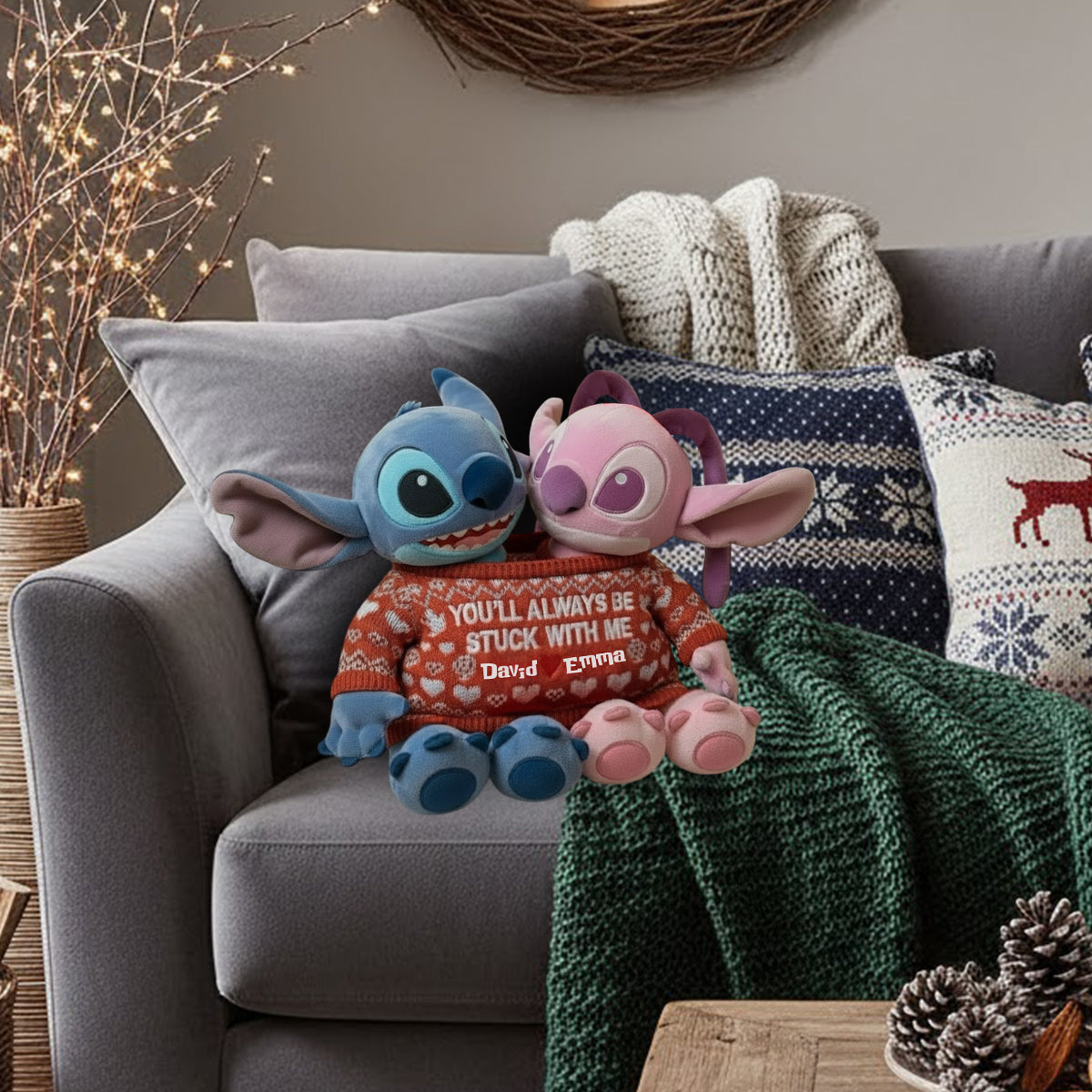 You Always Be Stuck With Me - Personalized Ohana Faux Fur Shaped Pillow