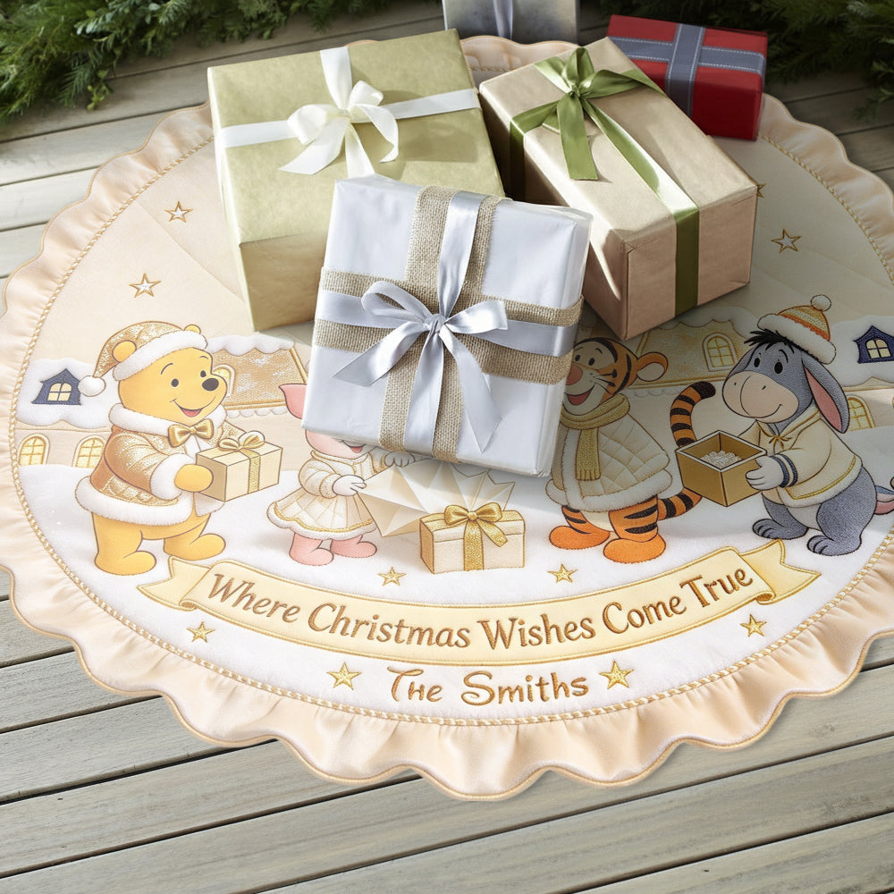 Magical Time Of The Year - Personalized Yellow Bear Shaped Tree Skirt