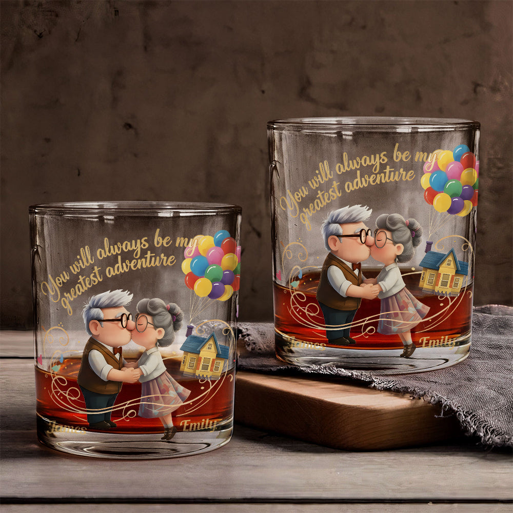 You Will Always Be My Greatest Adventure - Personalized Couple Whiskey Glass