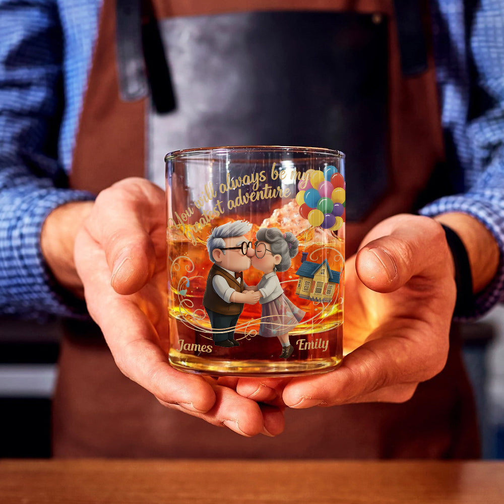 You Will Always Be My Greatest Adventure - Personalized Couple Whiskey Glass