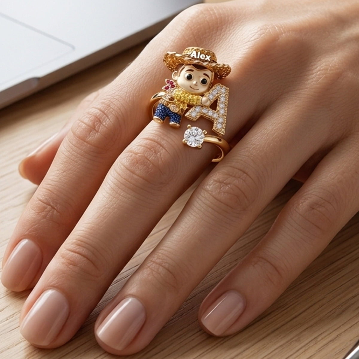 Toy Letter - Personalized Movie For Kids Adjustable Shaped Ring