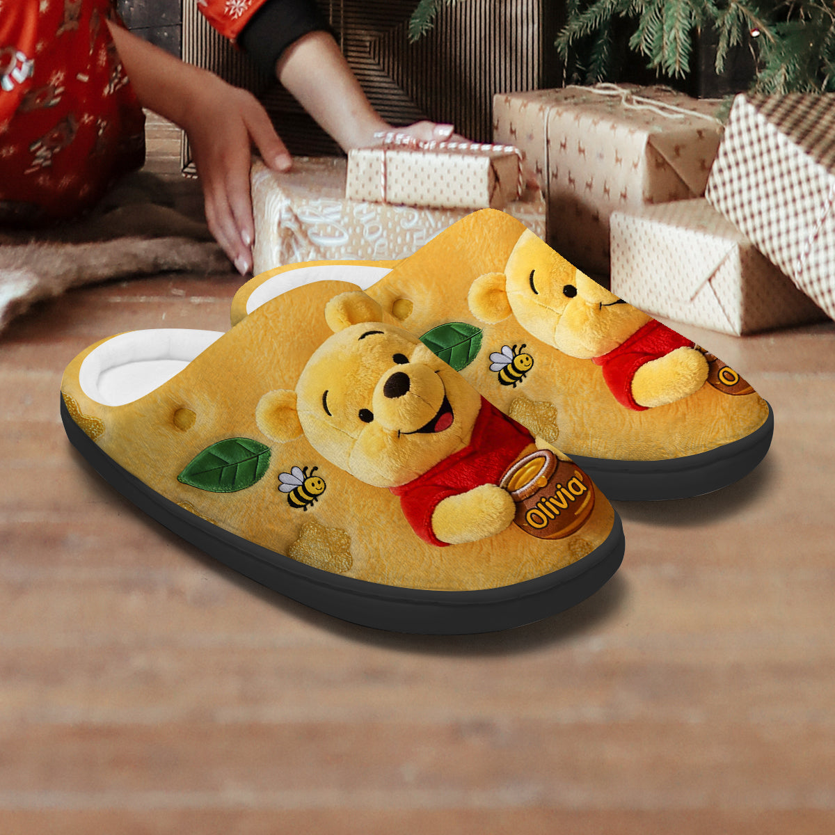 100th Anniversary - Personalized Yellow Bear Slippers