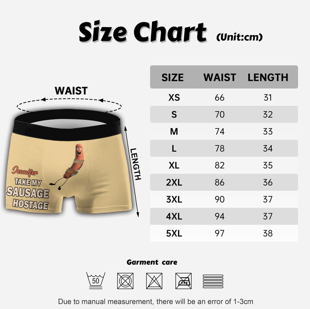 Take My Sausage Hostage - Personalized Couple Men’s Boxer Briefs