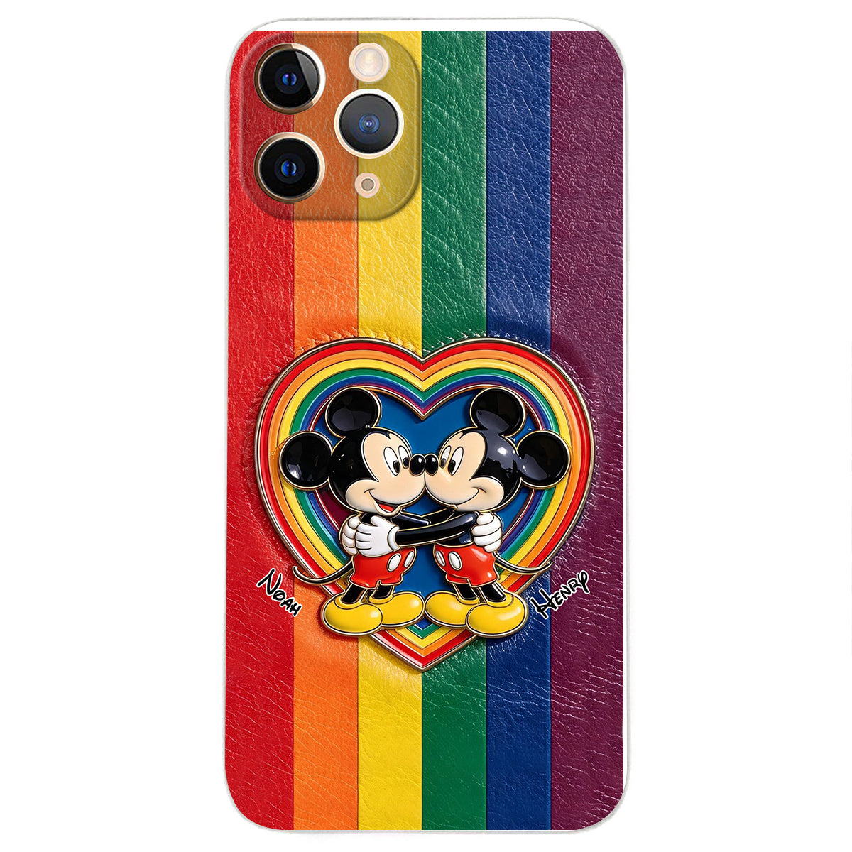 LGBT Cartoon Mouse, Pride Month - Personalized LGBT Support 3D Embossed Leather Phone Case