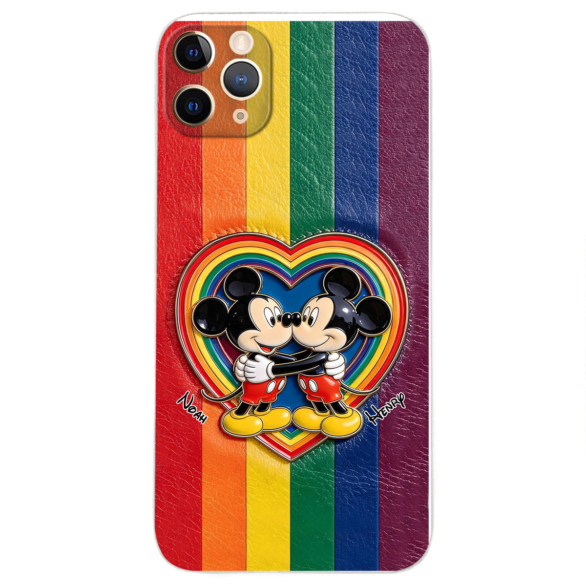 LGBT Cartoon Mouse, Pride Month - Personalized LGBT Support 3D Embossed Leather Phone Case