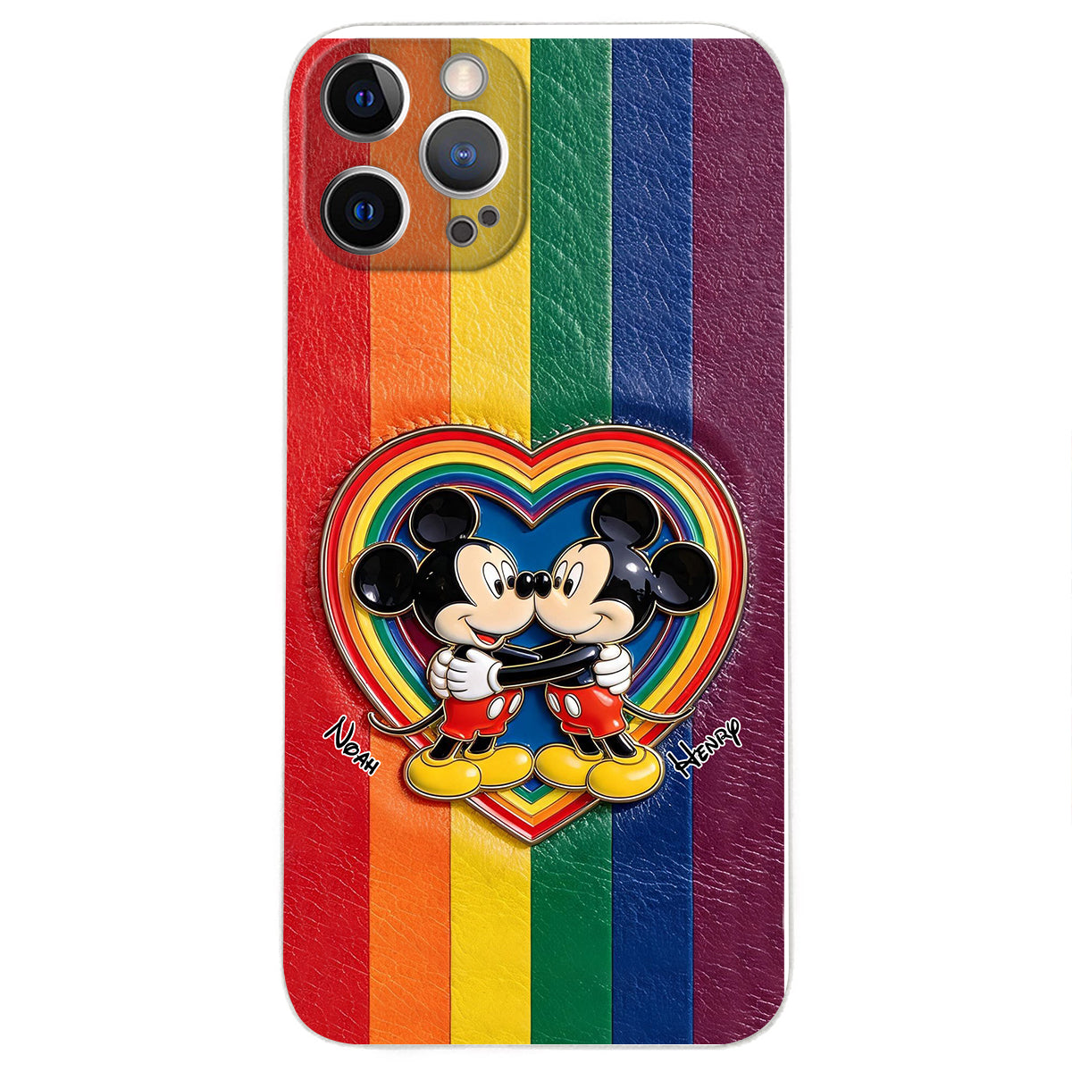 LGBT Cartoon Mouse, Pride Month - Personalized LGBT Support 3D Embossed Leather Phone Case