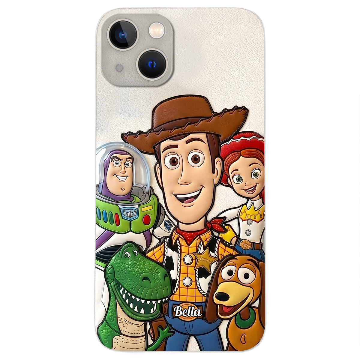 Galaxy And Western Buddy Toy - Personalized Movie For Kids 3D Embossed Leather Phone Case