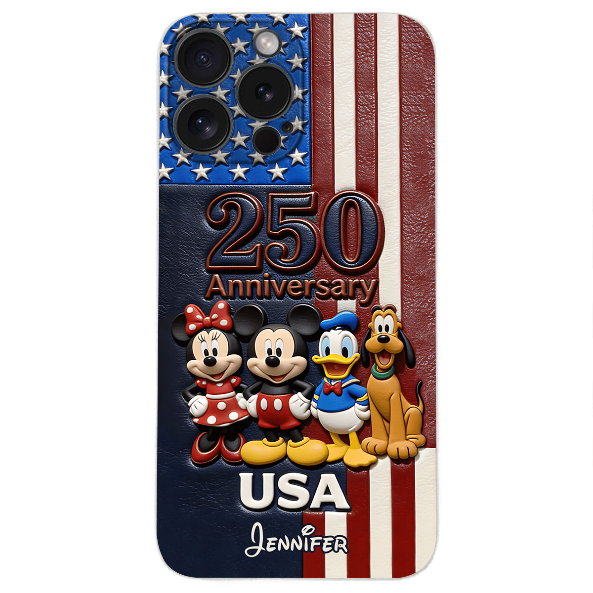 Friends 250 Anniversary - Personalized Mouse 3D Embossed Leather Phone Case
