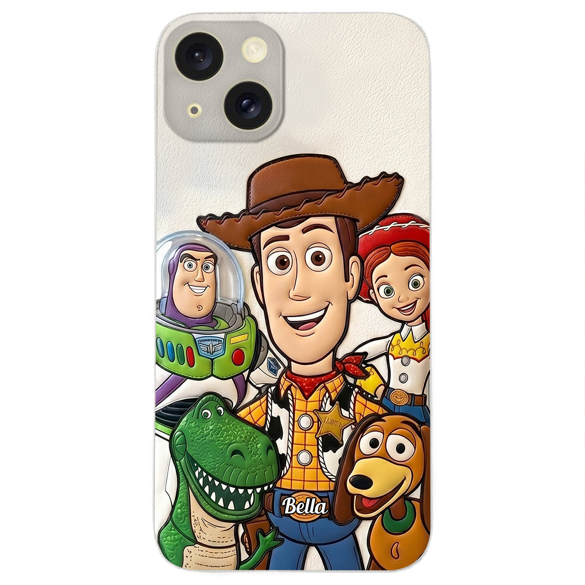 Galaxy And Western Buddy Toy - Personalized Movie For Kids 3D Embossed Leather Phone Case
